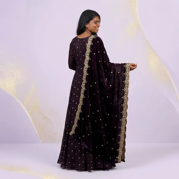 Purple_100%_Fendi_Silk_Ethnic_Gown_with_Dupatta_For_Women