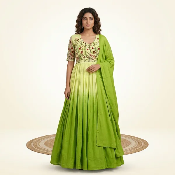 Green_100%_Cotton_Gown_For_Women