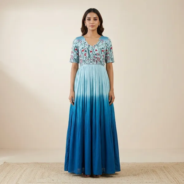 Blue_100%_Cotton_Gown_For_Women