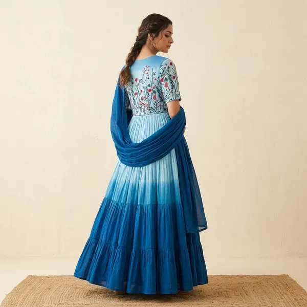 Blue_100%_Cotton_Gown_For_Women