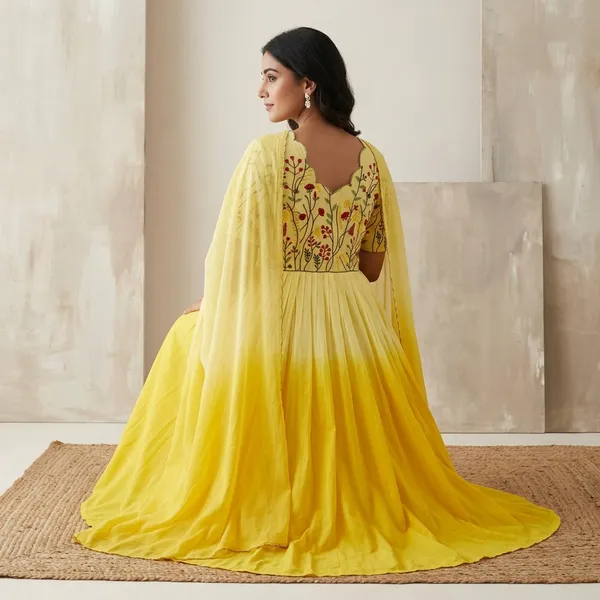 Yellow_100%_Cotton_Gown_For_Women