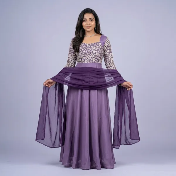 Purple_100%_Fendi_Silk_Embroidered_Gown_with_Dupatta_For_Women