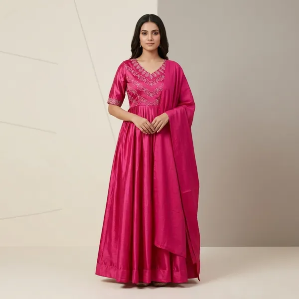 Pink_100%_Satin_Silk_Anarkali_Gown_with_Dupatta_For_Women