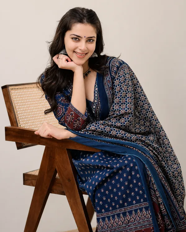Blue_Cotton_Blend_Kurta_With_Bottom_And_Dupatta_For_Women