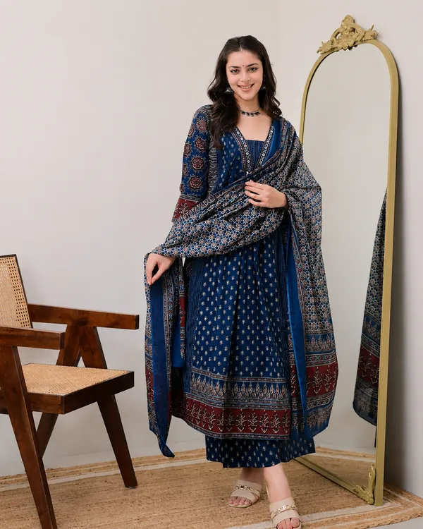 Blue_Cotton_Blend_Kurta_With_Bottom_And_Dupatta_For_Women