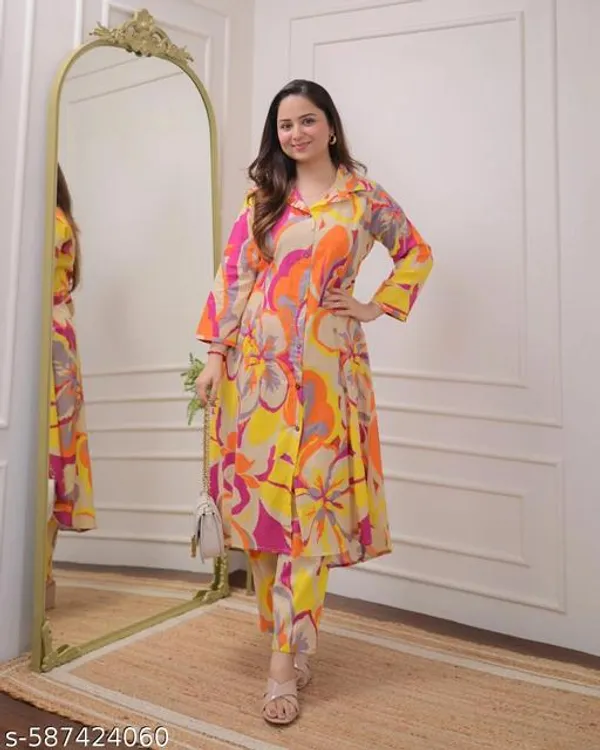 Yellow_Cotton_Blend_Kurta_Set_For_Women