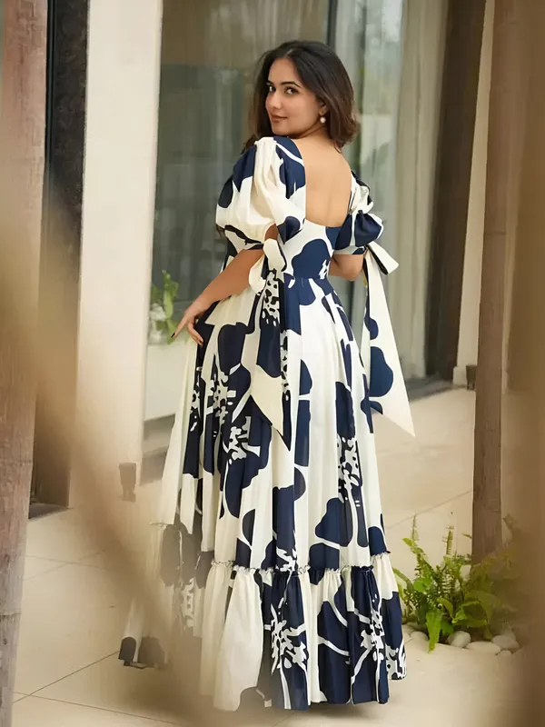 Blue_Cotton_Blend_Gown_For_Women