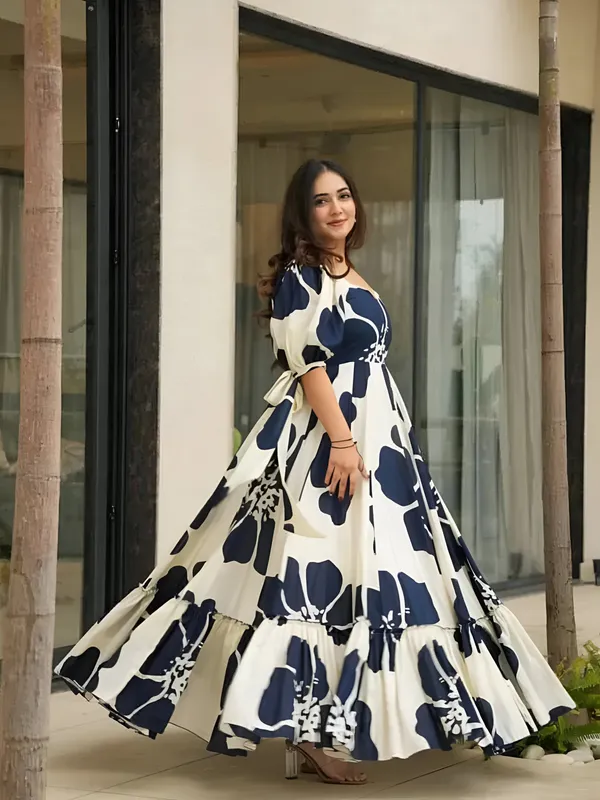 Blue_Cotton_Blend_Gown_For_Women