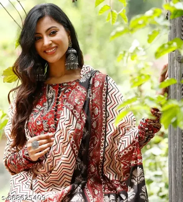 Maroon_Cotton_Blend_Kurta_With_Bottom_And_Dupatta_For_Women