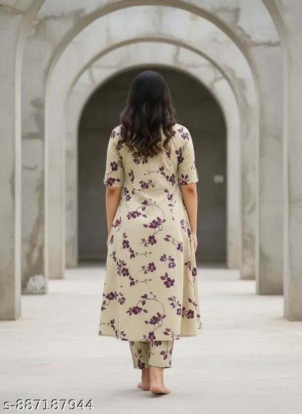 Cream_Cotton_Blend_Kurta_Set_For_Women