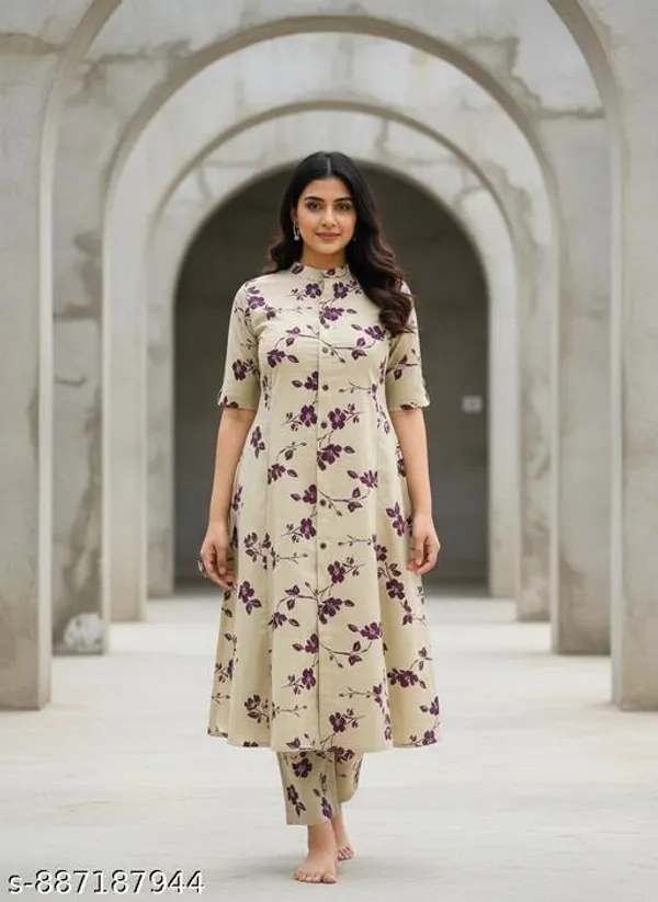 Cream_Cotton_Blend_Kurta_Set_For_Women