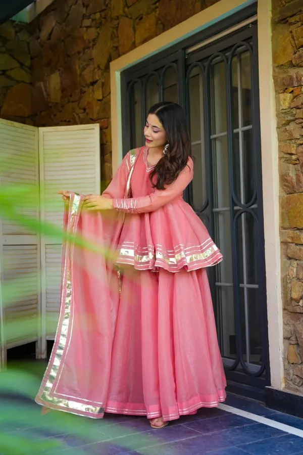 Pink_Heavy_Crunchy_Silk_With_Gottapatti_Lace_Kurta_With_Sharara_Set_For_Women