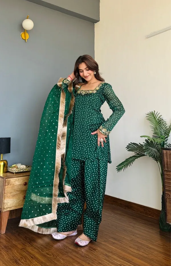 Green_Heavy_Chinon_Silk_Kurta_With_Sharara_Set_For_Women