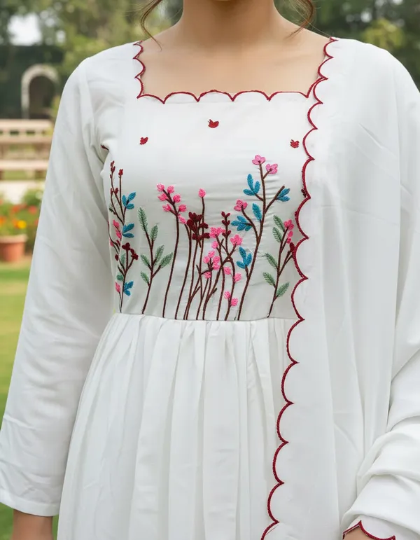 White_Heavy_Pure_Muslin_Cotton_Kurta_Set_For_Women