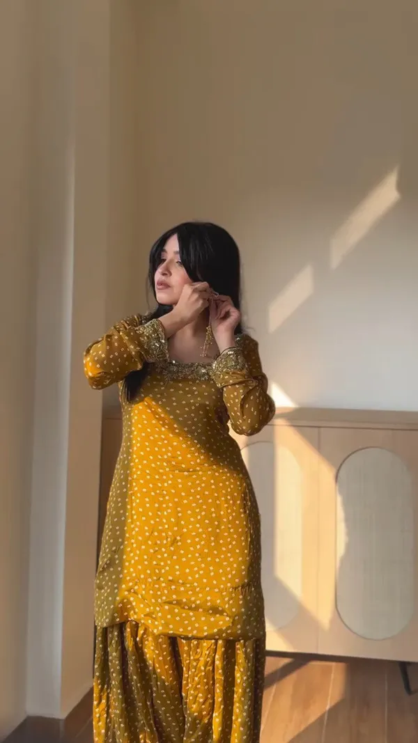Yellow_Heavy_Chinon_Silk_Kurta_With_Sharara_Set_For_Women