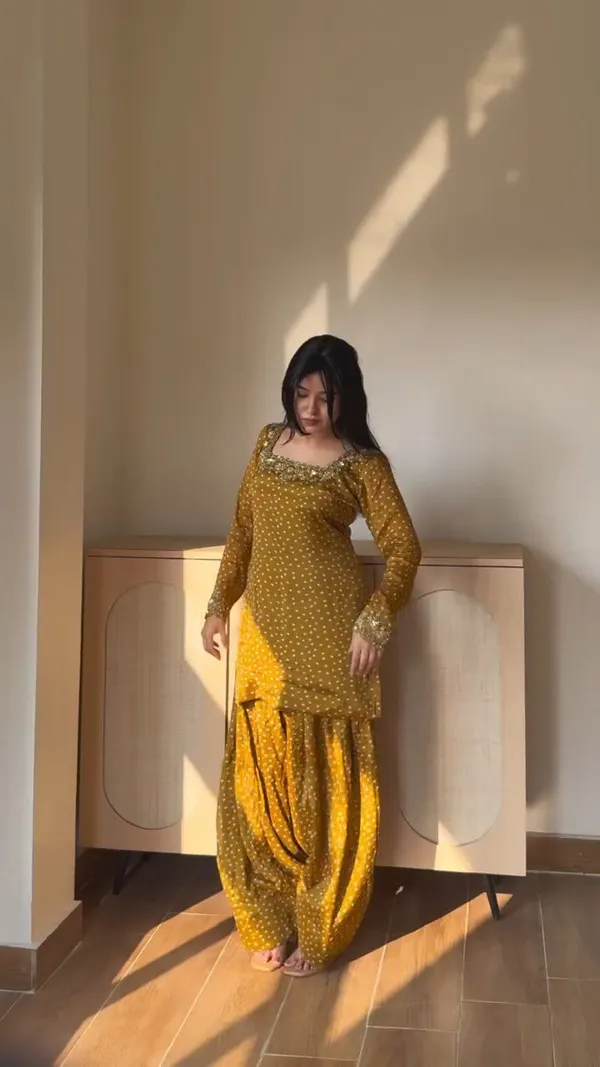 Yellow_Heavy_Chinon_Silk_Kurta_With_Sharara_Set_For_Women