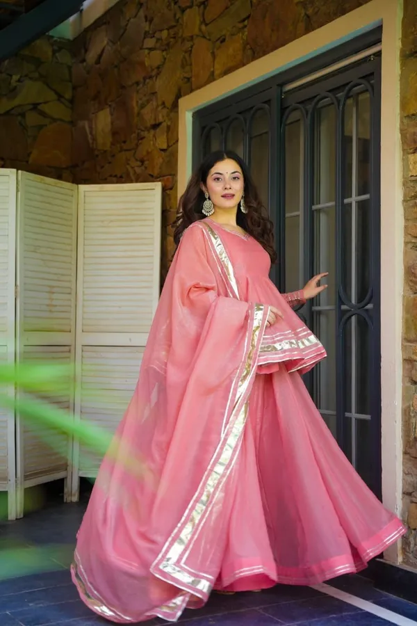 Pink_Heavy_Crunchy_Silk_With_Gottapatti_Lace_Kurta_With_Sharara_Set_For_Women