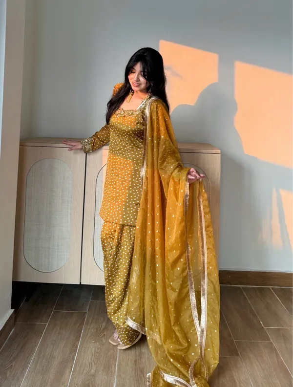 Yellow_Heavy_Chinon_Silk_Kurta_With_Sharara_Set_For_Women