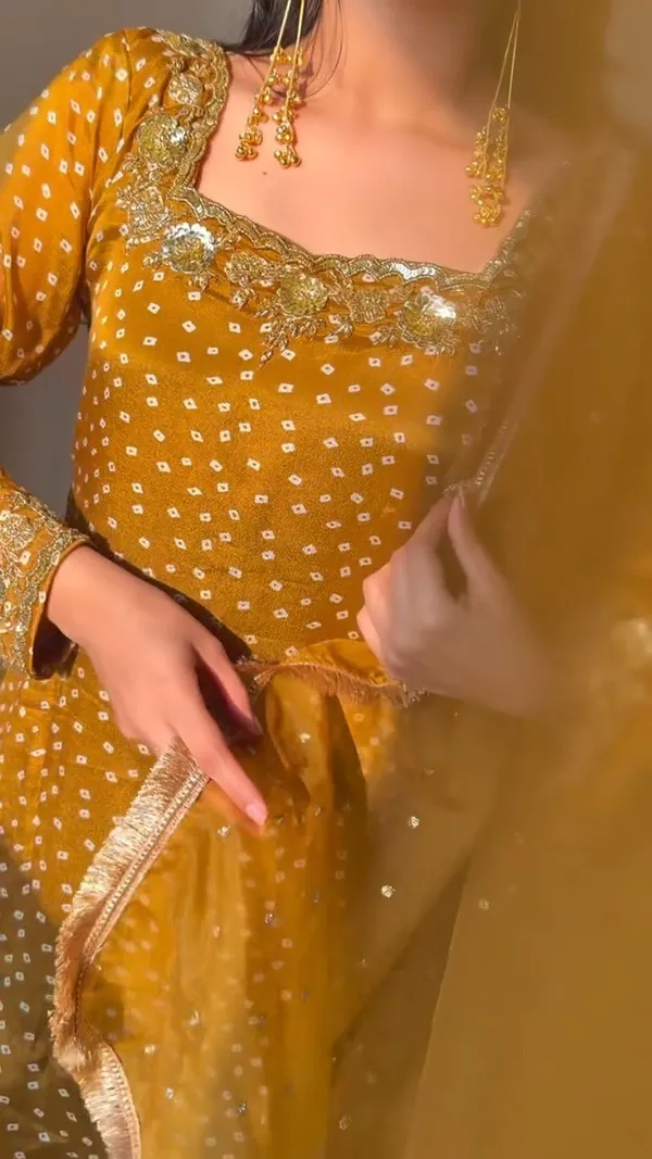 Yellow_Heavy_Chinon_Silk_Kurta_With_Sharara_Set_For_Women