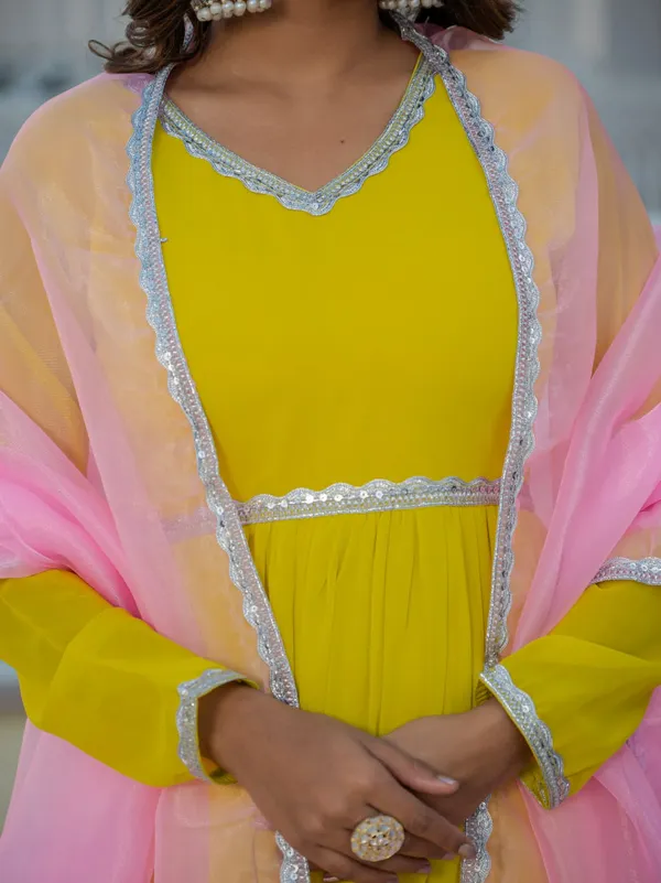 Yellow_Heavy_Pure_Fox_Georgette_Kurta_Set_For_Women