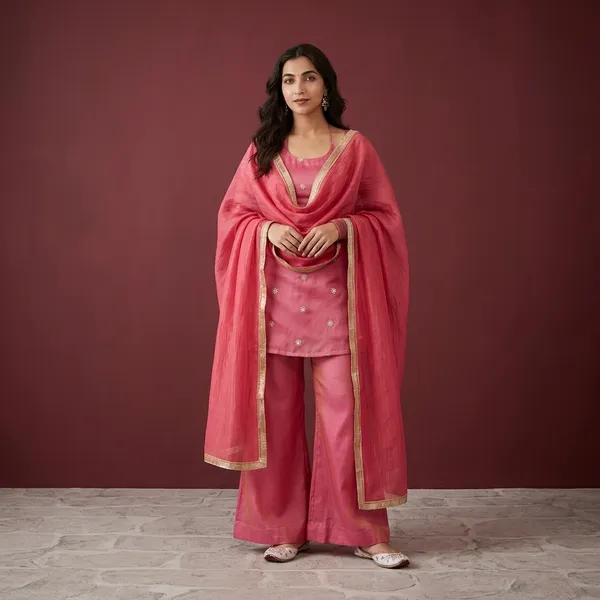 Pink_Heavy_Pure_Vichitra_Silk_Kurta_With_Sharara_Set_For_Women