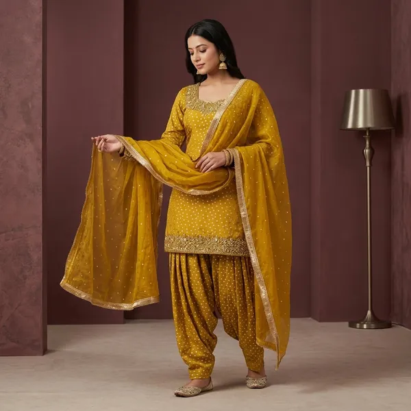 Yellow_Heavy_Chinon_Silk_Kurta_With_Sharara_Set_For_Women