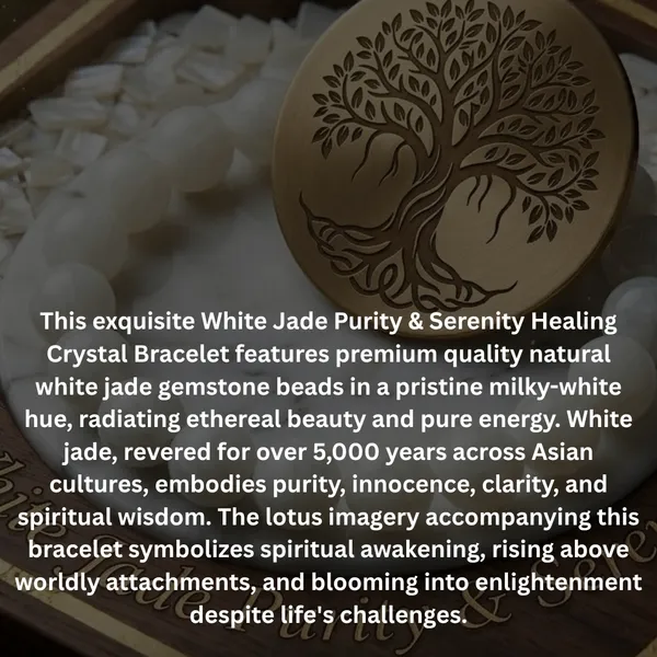 White_Jade_Lotus_Charm_Healing_Crystal_Beaded_Bracelet