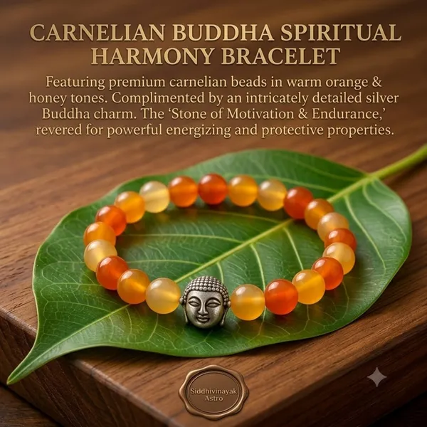 Orange_And_Yellow_Carnelian_Gemstone_Silver_Buddha_Charm_Bracelet_For_Unisex