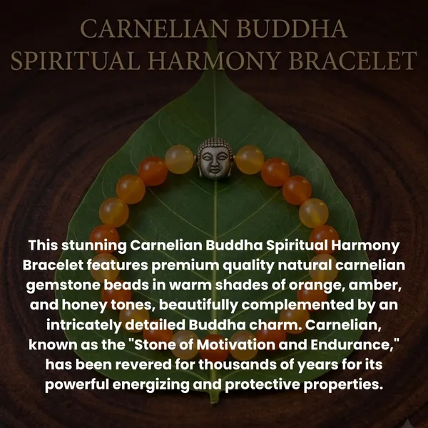 Orange_And_Yellow_Carnelian_Gemstone_Silver_Buddha_Charm_Bracelet_For_Unisex