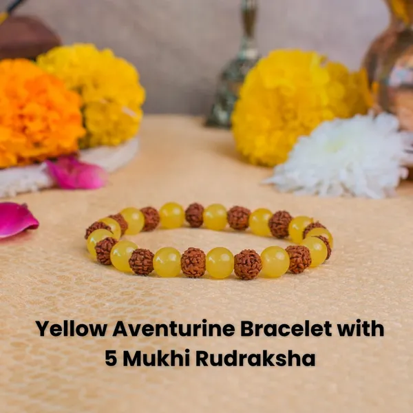 Yellow_And_Brown_Aventurine_5_Mukhi_Rudraksha_Beaded_Bracelet_For_Unisex