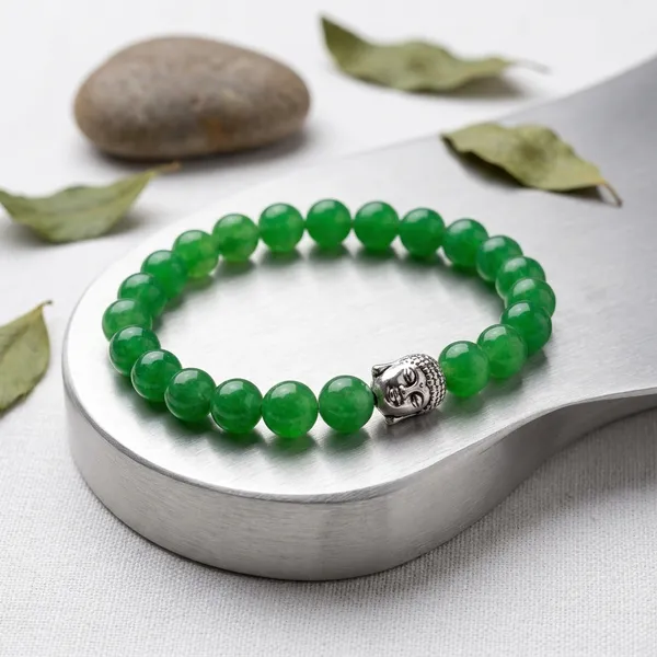 Green_Jade_Beaded_Bracelet_With_Silver_Buddha_Charm