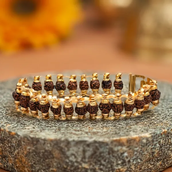 Brown_Gold_Rudraksha_Gold_Plated_Beaded_Bracelet_For_Unisex