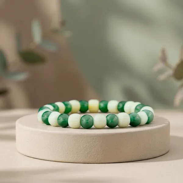 Green_And_White_Agate_Beaded_Lucky_Charm_Bracelet_For_Women