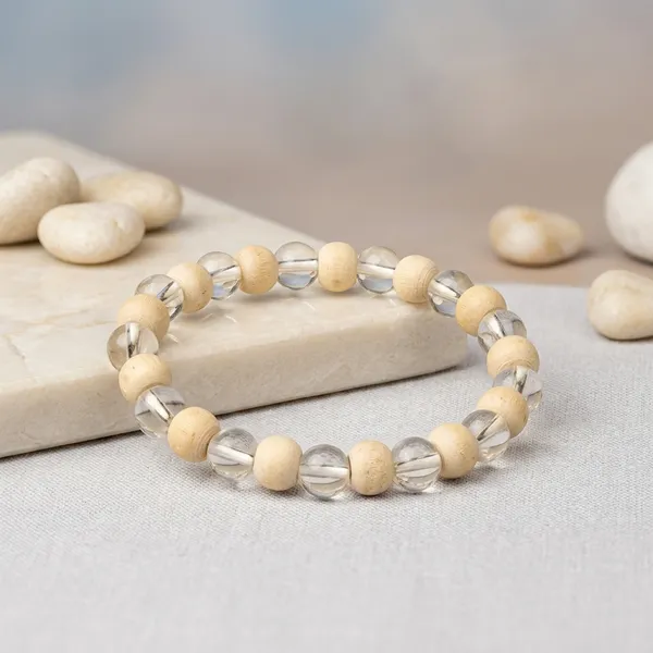 Clear_And_Cream_Crystal_Quartz_Tulsi_Beaded_Spiritual_Bracelet