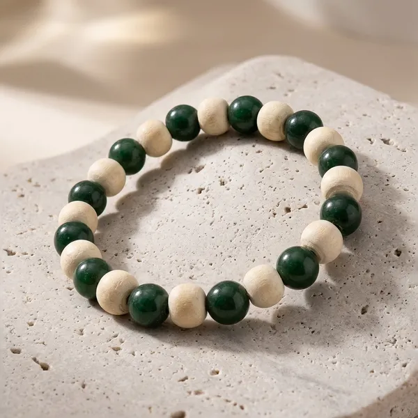 Green_And_Cream_Jade_Tulsi_Beaded_Bracelet_For_Unisex