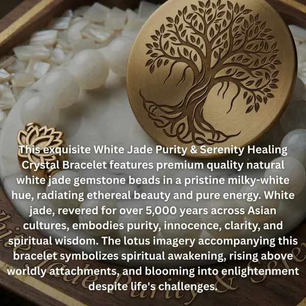 White_Jade_Lotus_Charm_Healing_Crystal_Beaded_Bracelet