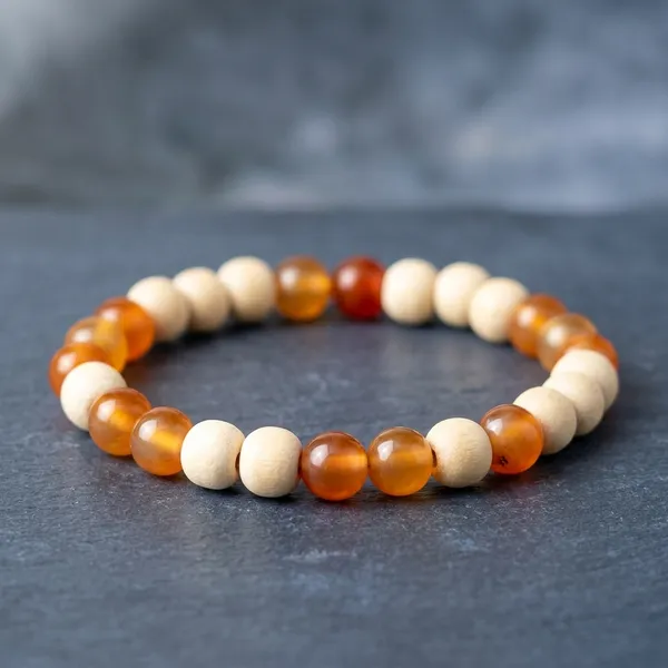 Amber_Carnelian_Tulsi_Wood_Beaded_Stretch_Bracelet_For_Women