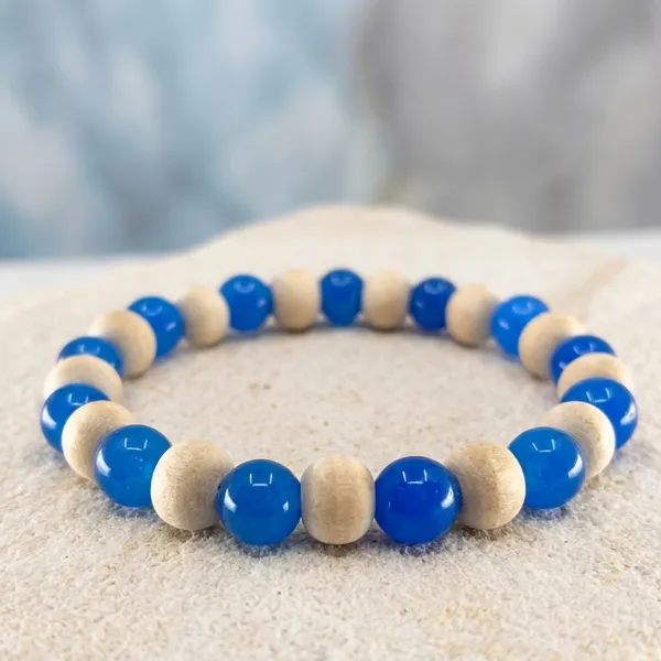 Blue_Agate_Tulsi_Wood_Beaded_Stretch_Bracelet_For_Unisex