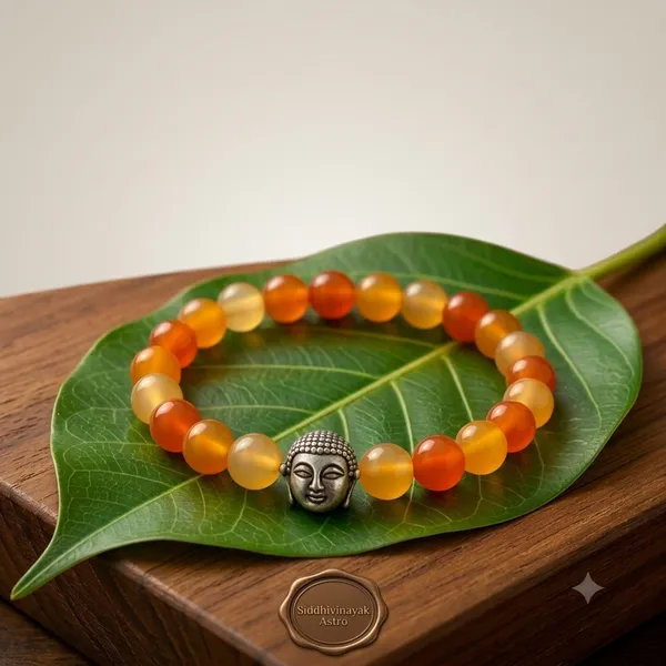 Orange_And_Yellow_Carnelian_Gemstone_Silver_Buddha_Charm_Bracelet_For_Unisex
