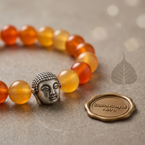 Orange_And_Yellow_Carnelian_Gemstone_Silver_Buddha_Charm_Bracelet_For_Unisex
