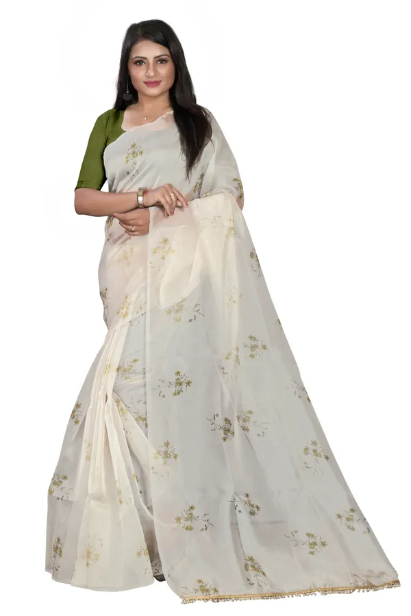 Yellow_Organza_Silk_Saree_With_Banglori_Blouse_Piece
