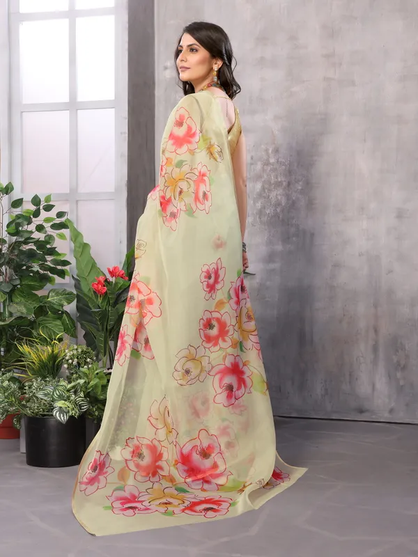 Lemon_Yellow_Organza_Silk_Saree_With_Golden_Zari_Border_And_Brocade_Blouse_Piece