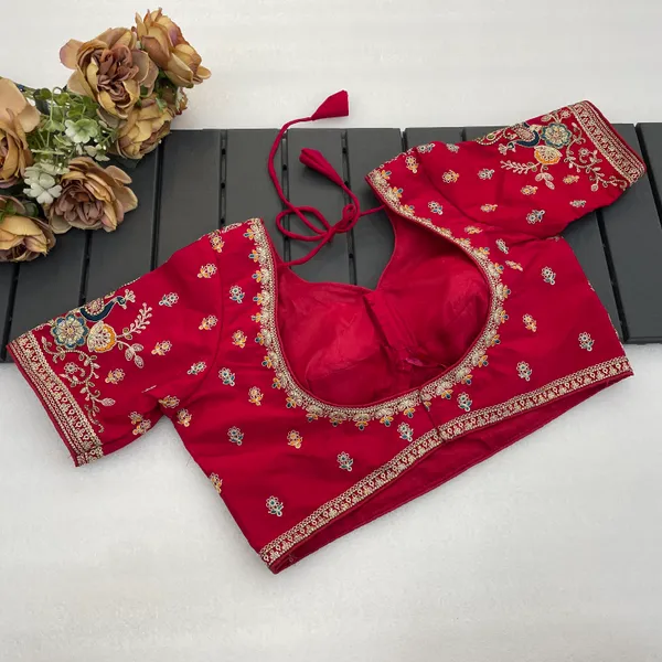 Red_Mullti_Sequence_Floral_Self_Design_Embroidery_Work_Free_Size_Stitched_Blouse