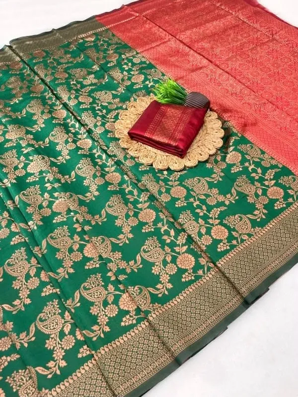 Green_&_Red_Banarasi_Silk_Saree_with_All-Over_Floral_Paisley_Zari_Weave_&_Rich_Woven_Border_With_Pallu