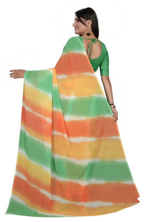 Multicolour_Georgette_Saree_With_Banarasi_Blouse_Piece