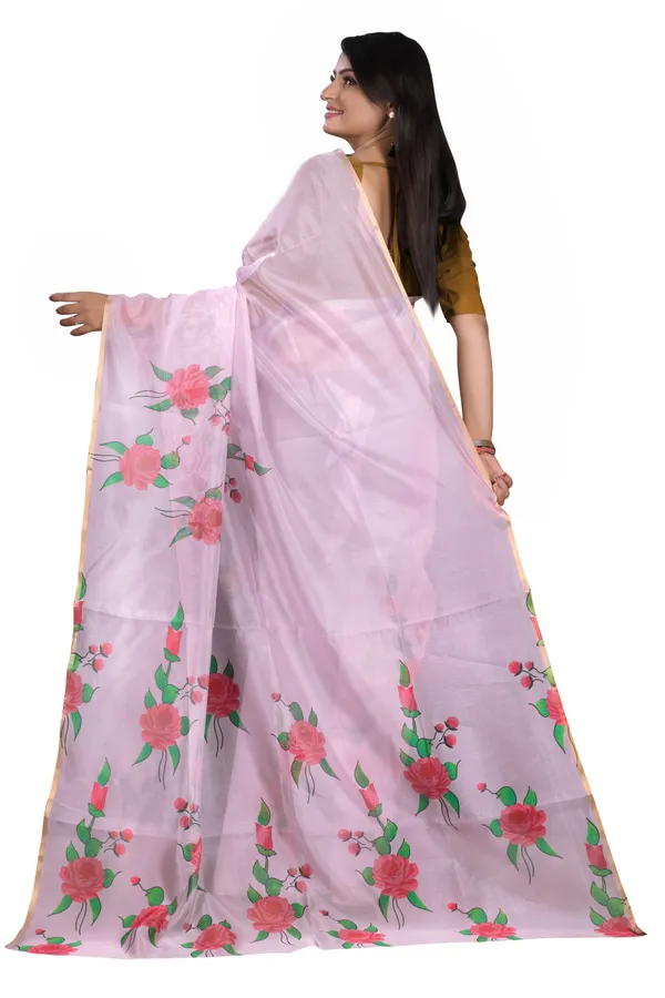 Pink_Organza_Silk_Saree_With_Golden_Zari_Border_And_Brocade_Blouse_Piece