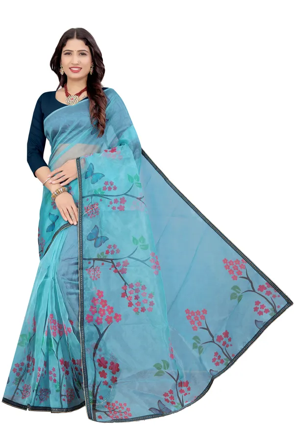 Blue_Organza_Silk_Saree