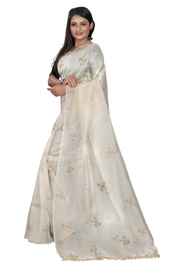 Yellow_Organza_Silk_Saree_With_Banglori_Blouse_Piece