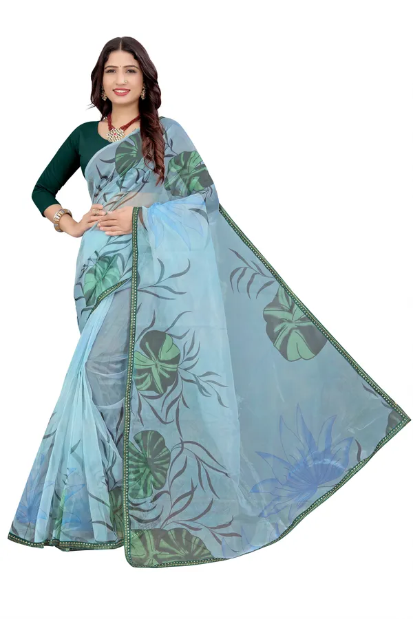 Blue_Organza_Silk_Saree