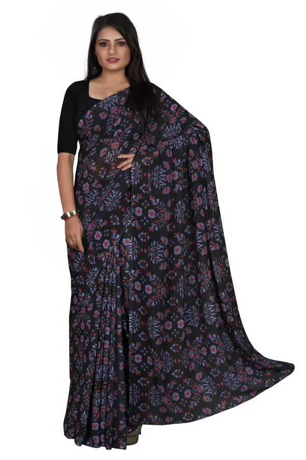 Black_Georgette_Saree_With_Banglori_Blouse_Piece
